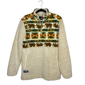 SIMPLY SOUTHERN / tan bear aztec western cozy sherpa pullover jacket / M